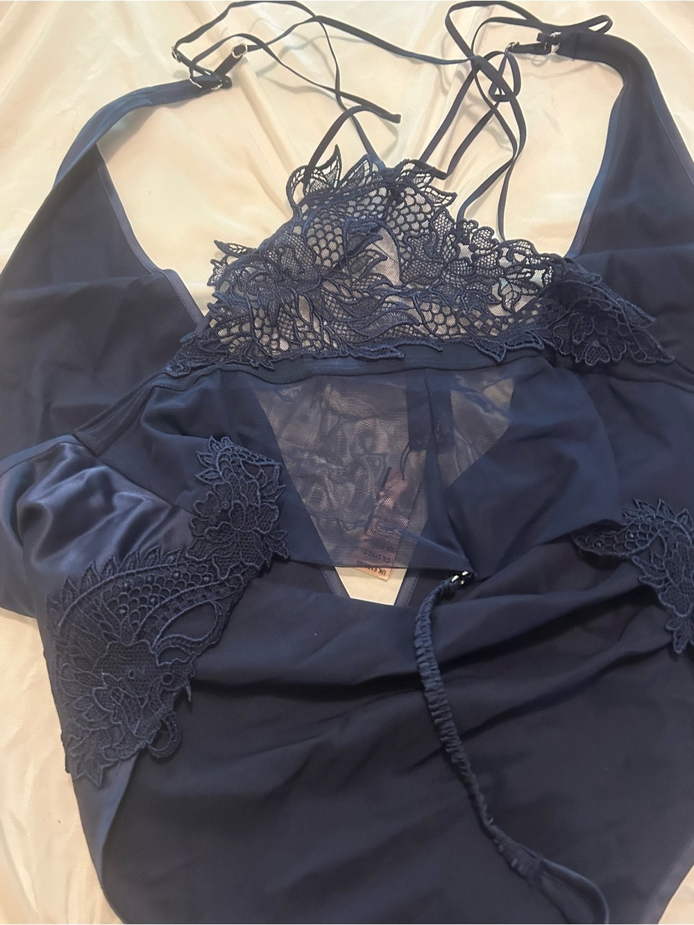 Victoria's Secret Navy Lace-Trim Chemise